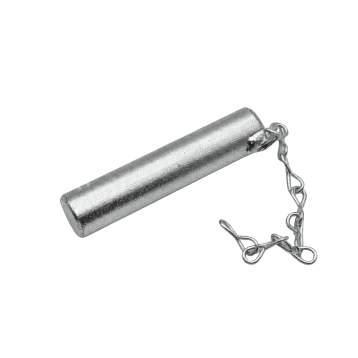 Genuine Melco replacement axle stand load pin with retaining chain and R-clip, bright zinc plated steel, made in Sheffield