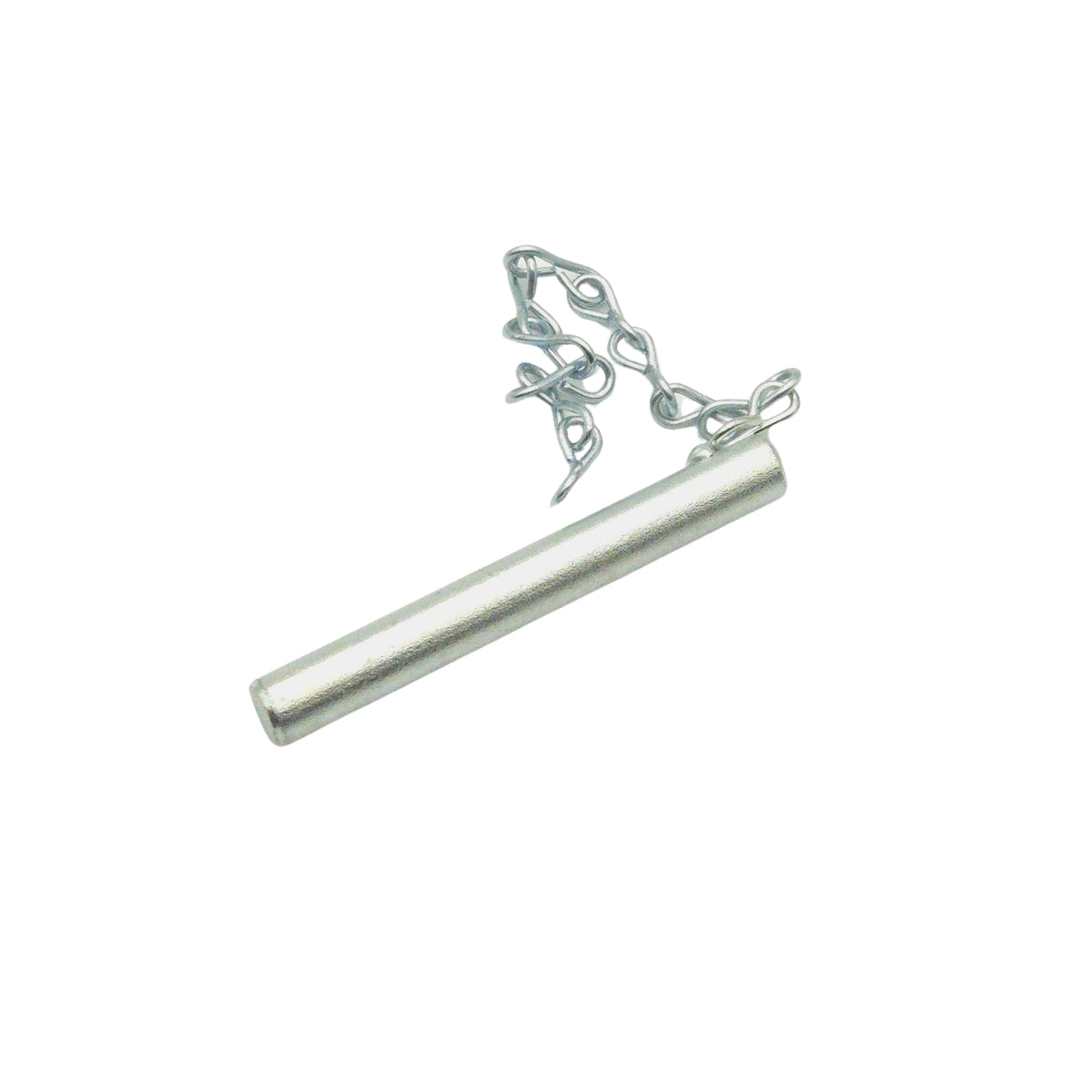 Genuine Melco replacement axle stand load pin with retaining chain and R-clip, bright zinc plated steel, made in Sheffield